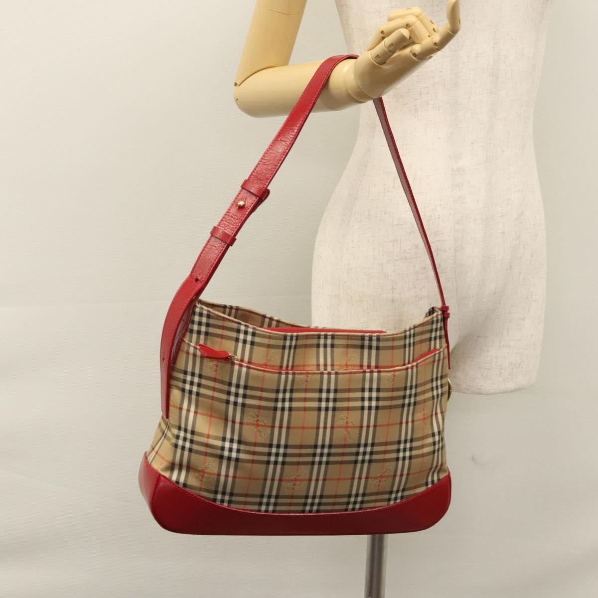 Burberry Shoulder Bag Nova Check Canvas, BEIGE, CANVAS, Shoulder bag