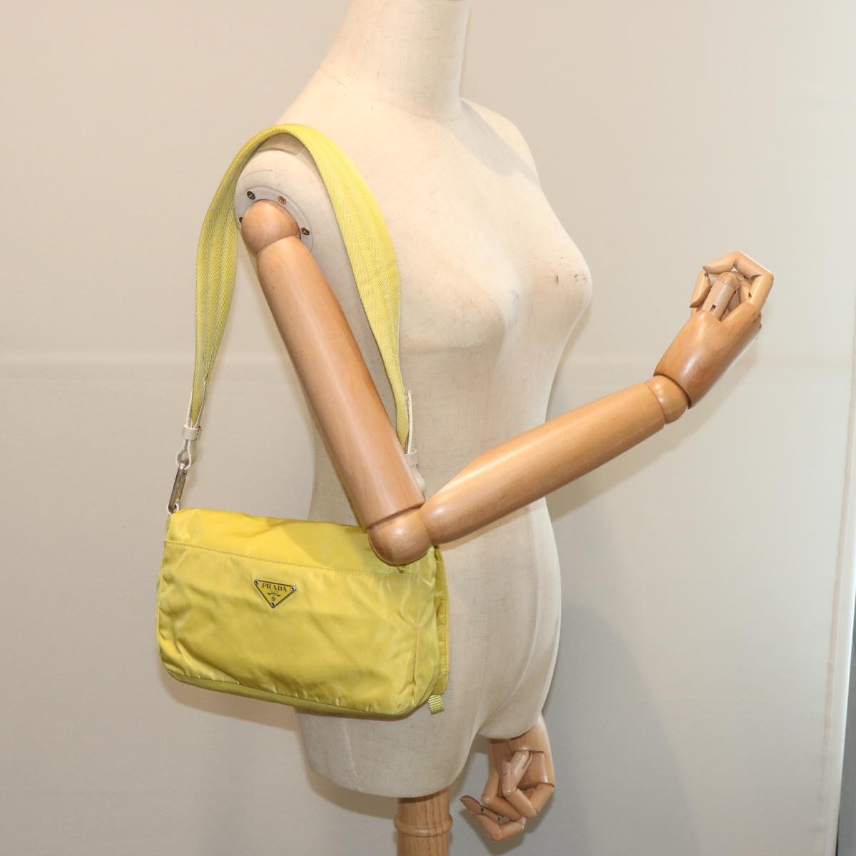 Prada Vintage Shoulder Bag Tessuto, Yellow, Nylon, Shoulder Bag
