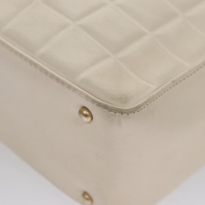 Chanel Chocolate Bar CC Shoulder Bag Quilted Leather, White, Leather, Shoulder Bag