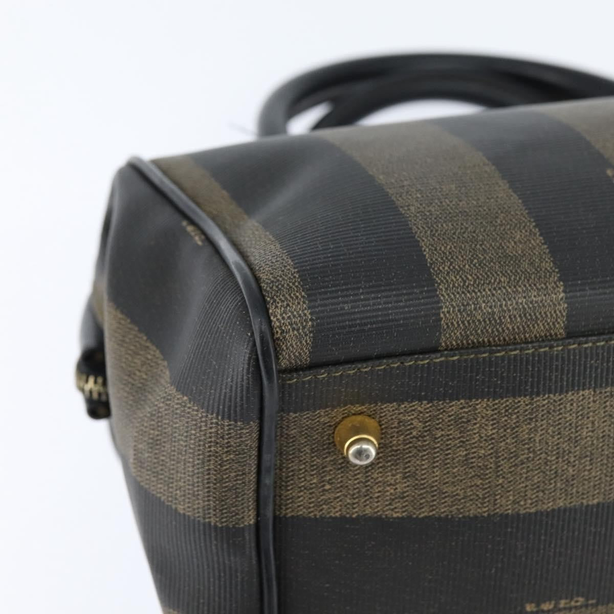 Fendi Vintage Pequin Boston Bag Coated Canvas, BROWN, CANVAS, Handbag