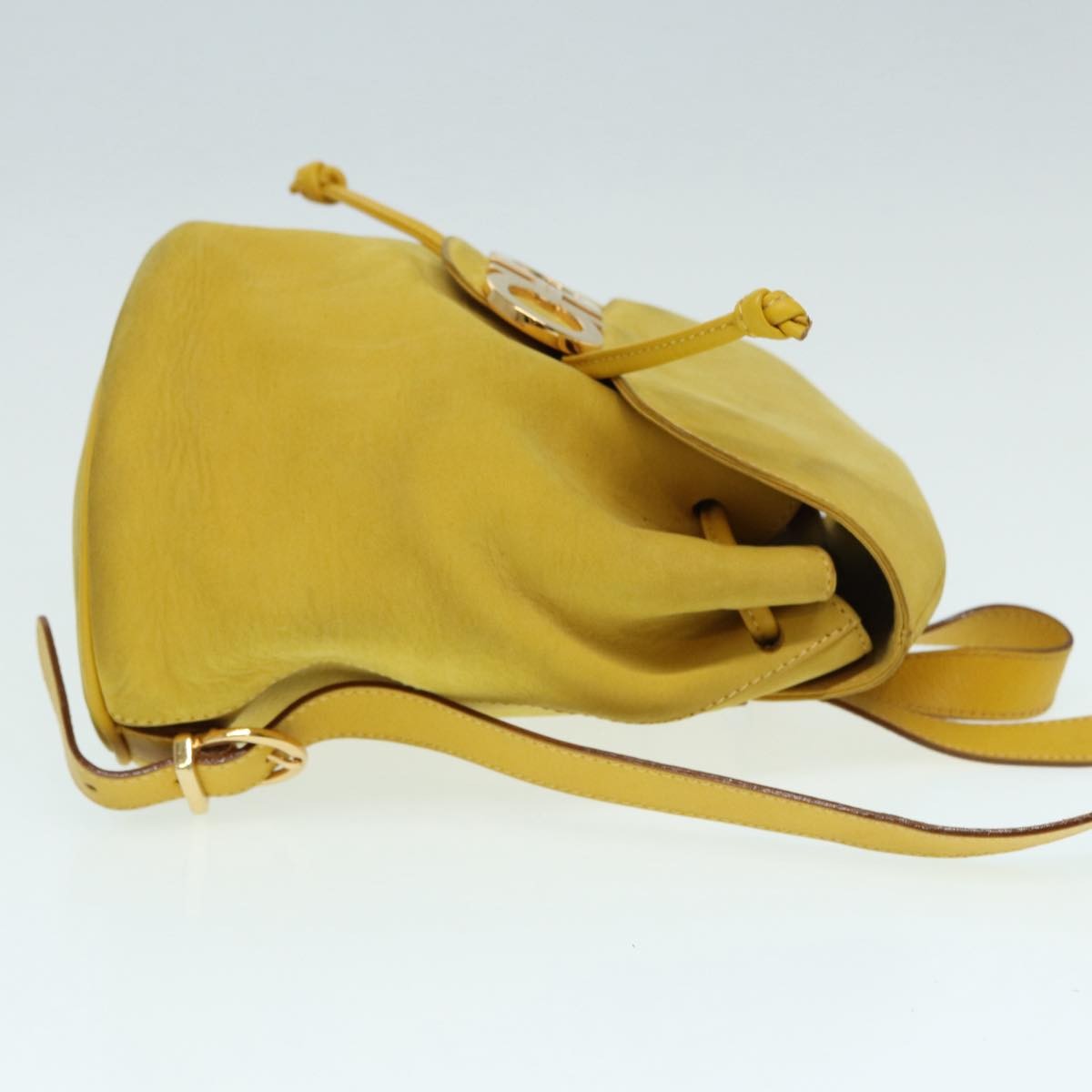 Salvatore Ferragamo Gancini Flap Drawstring Backpack Suede, YELLOW, SUEDE, Backpack