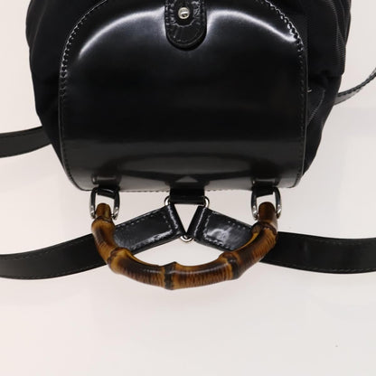 Gucci Vintage Bamboo Backpack Canvas and Leather, BLACK, CANVAS, Backpack