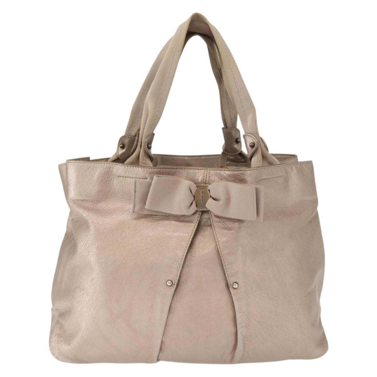 Salvatore Ferragamo Vala tote Leather, BEIGE, LEATHER, Tote bag