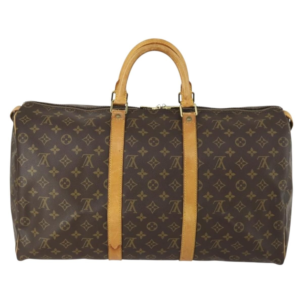 Louis Vuitton Keepall Bag Monogram Canvas, BROWN, CANVAS, Travel bag