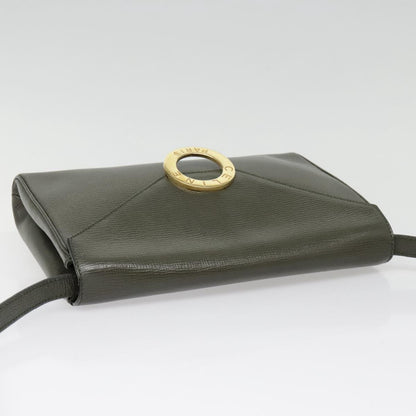 Celine Vintage Circle Logo Crossbody Bag Leather, KHAKI, LEATHER, Crossbody bag