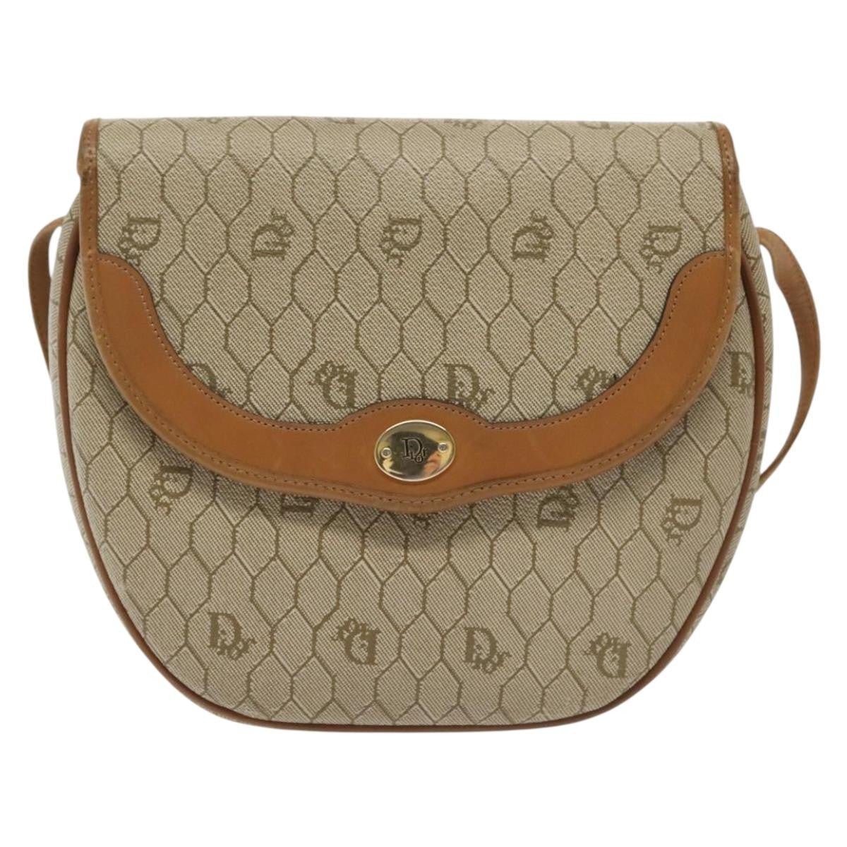 Christian Dior Vintage Honeycomb Shoulder Bag Canvas, BEIGE, CANVAS, Shoulder bag