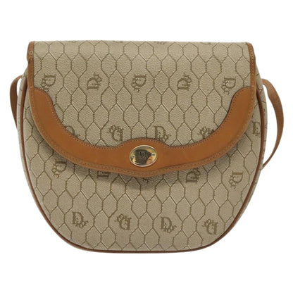 Christian Dior Vintage Honeycomb Shoulder Bag Canvas, BEIGE, CANVAS, Shoulder bag
