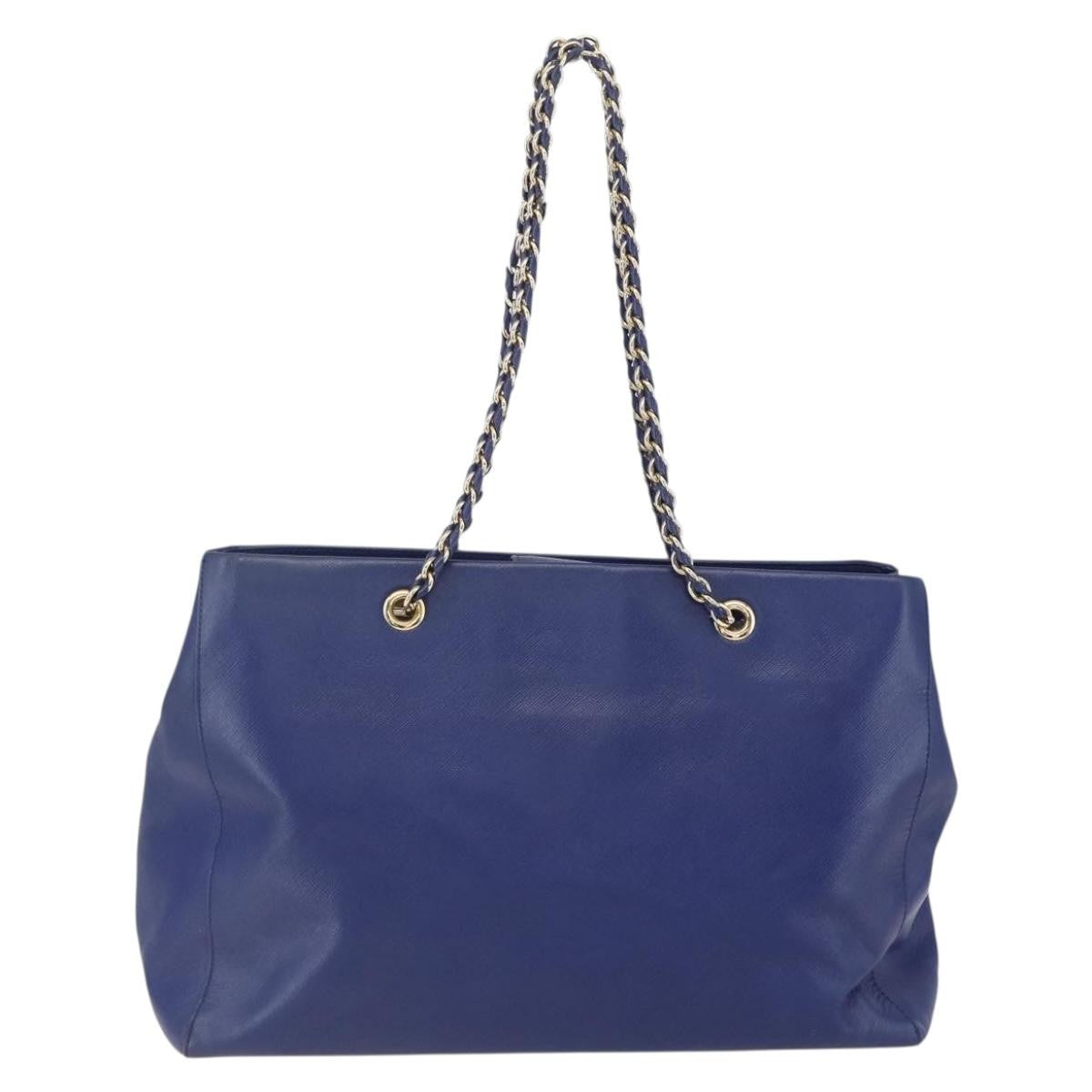 Salvatore Ferragamo Vara Bow Chain Tote Leather, BLUE, LEATHER, Tote bag