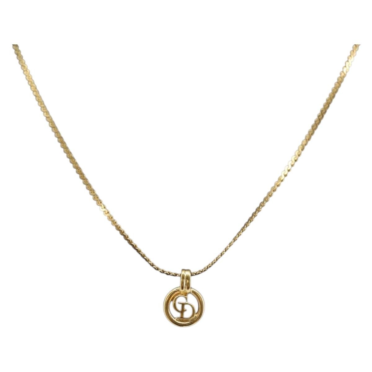 Christian Dior CD Pendant Necklace Metal, GOLD, METAL, Necklace