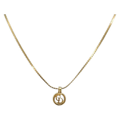 Christian Dior CD Pendant Necklace Metal, GOLD, METAL, Necklace