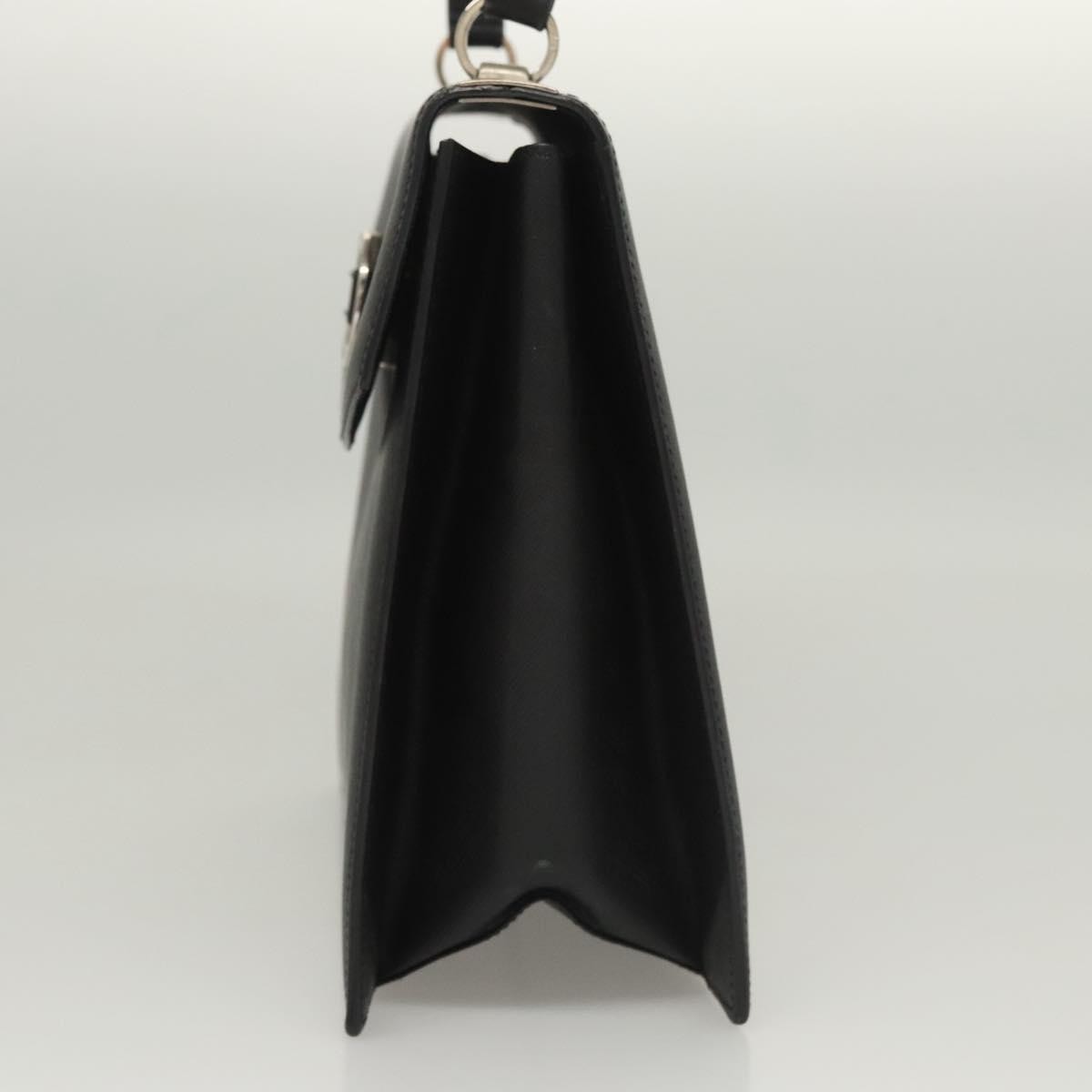 Salvatore Ferragamo Double Gancini Top Handle Bag Saffiano Leather, BLACK, LEATHER, Handbag