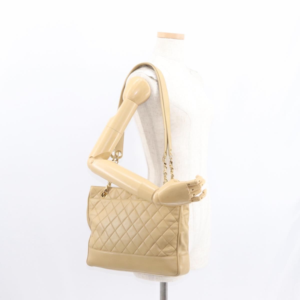 Chanel Expandable Zip Around Tote Quilted Leather, BEIGE, LEATHER, Shoulder bag