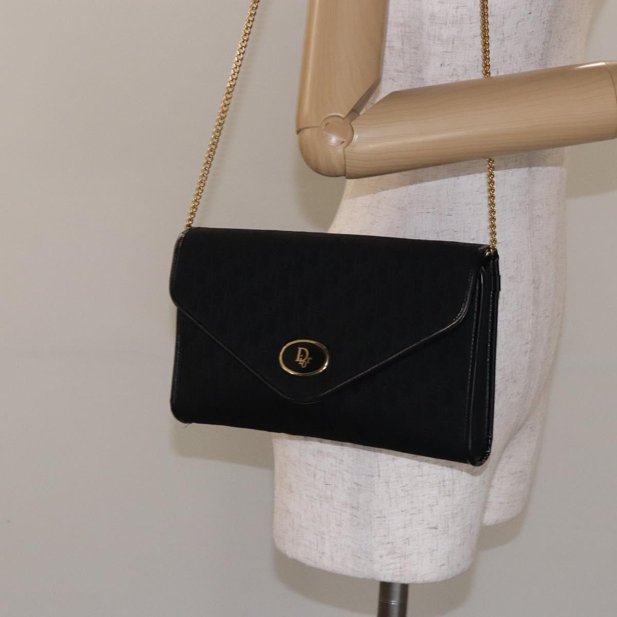 Christian Dior Vintage Trotteur Chain shoulder bag Canvas, BLACK, CANVAS, Shoulder bag