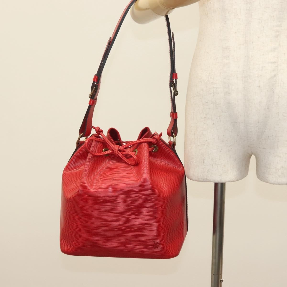 Louis Vuitton Petit Noe Handbag Epi Leather, RED, LEATHER, Shoulder bag