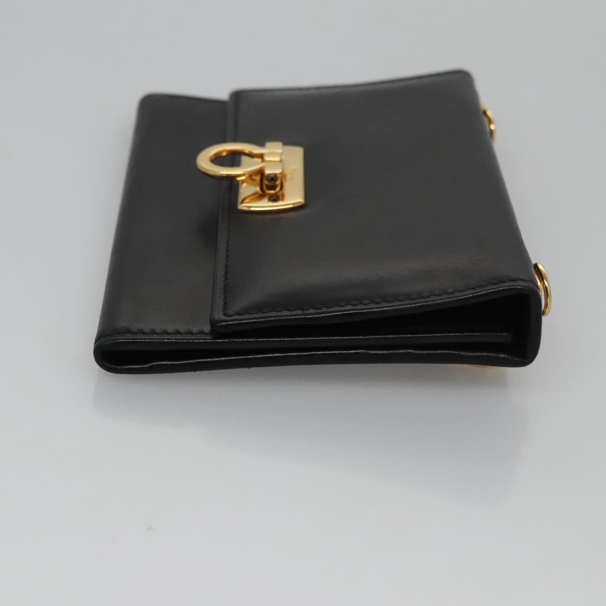 Salvatore Ferragamo Gancini Flap Wallet Leather, BLACK, LEATHER, Wallets