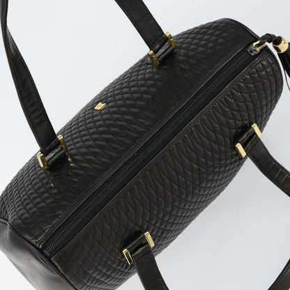 Bally Vintage Handbag Quilted Leather, Black, Leather, Handbag