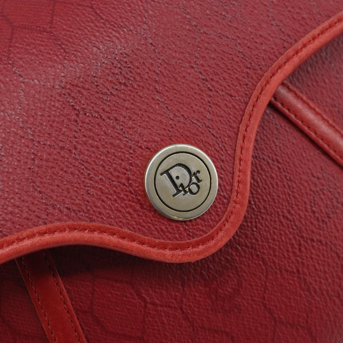 Christian Dior Vintage Honeycomb Shoulder Bag Canvas, RED, PVC, Shoulder bag