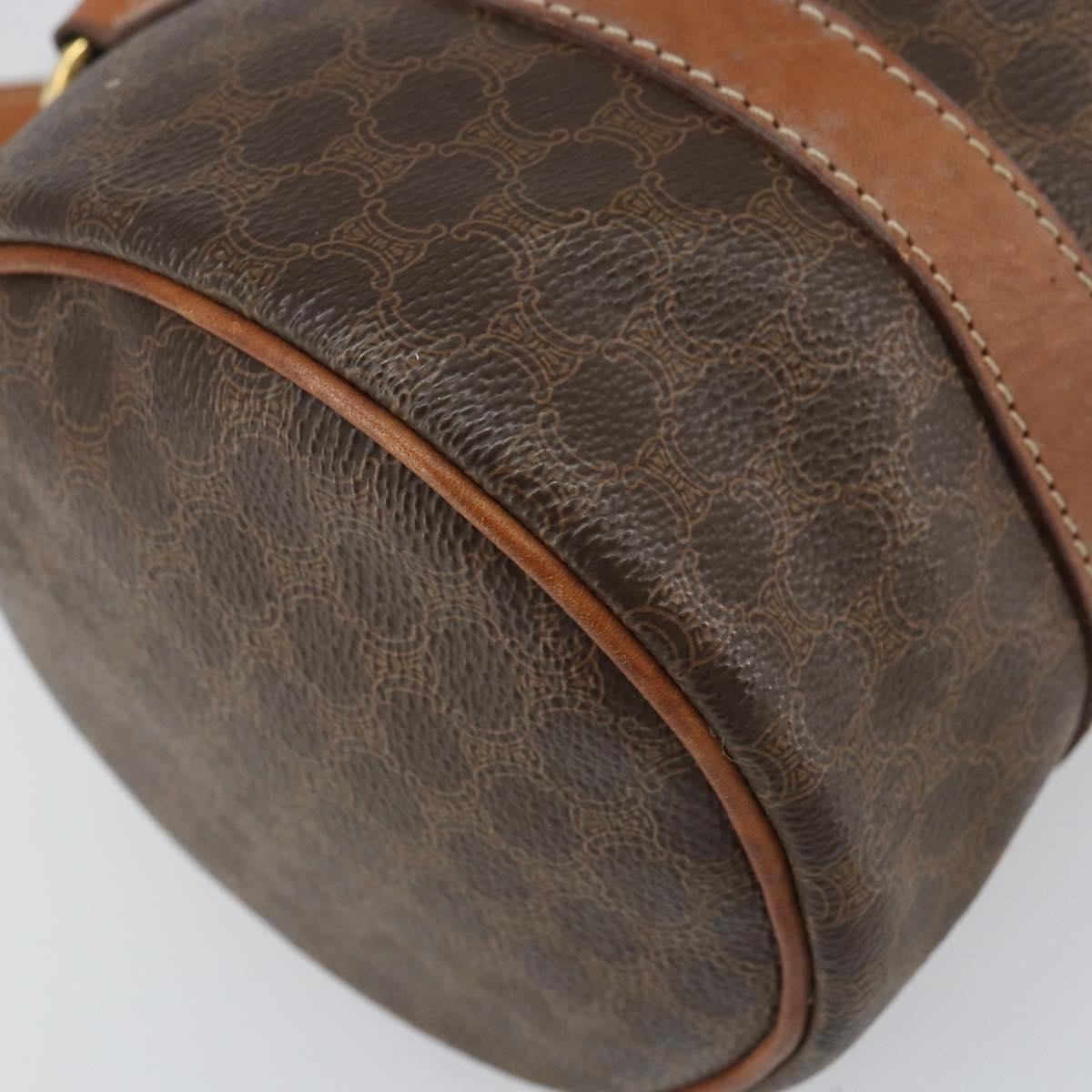 Celine Vintage Macadam Handbag Canvas and Leather, BROWN, CANVAS, Handbag