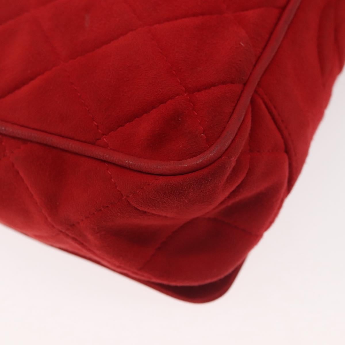 Chanel Vintage Tassel Full Flap Shoulder Bag Quilted Suede, RED, SUEDE, Shoulder bag