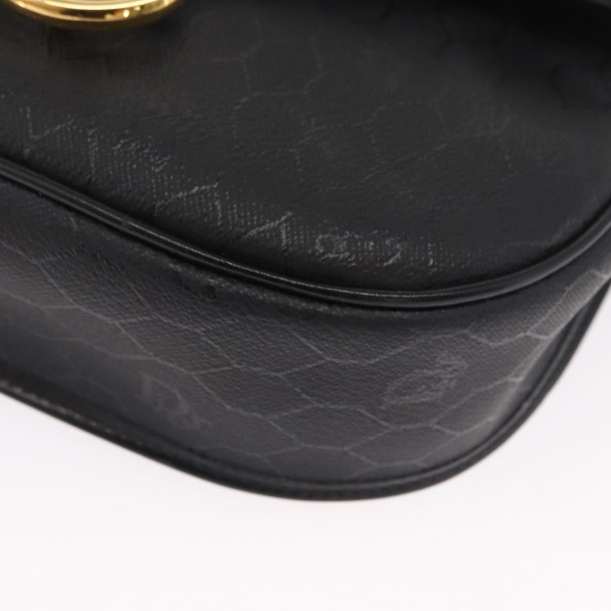 Christian Dior Vintage Honeycomb Flap Crossbody Bag Coated Canvas, BLACK, CANVAS, Shoulder bag