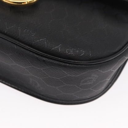 Christian Dior Vintage Honeycomb Flap Crossbody Bag Coated Canvas, BLACK, CANVAS, Shoulder bag