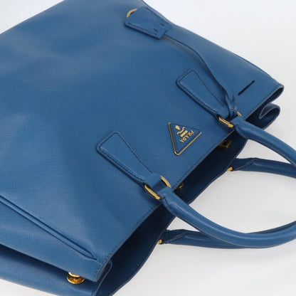 Prada Lux Open Tote Saffiano Leather, BLUE, LEATHER, Tote bag
