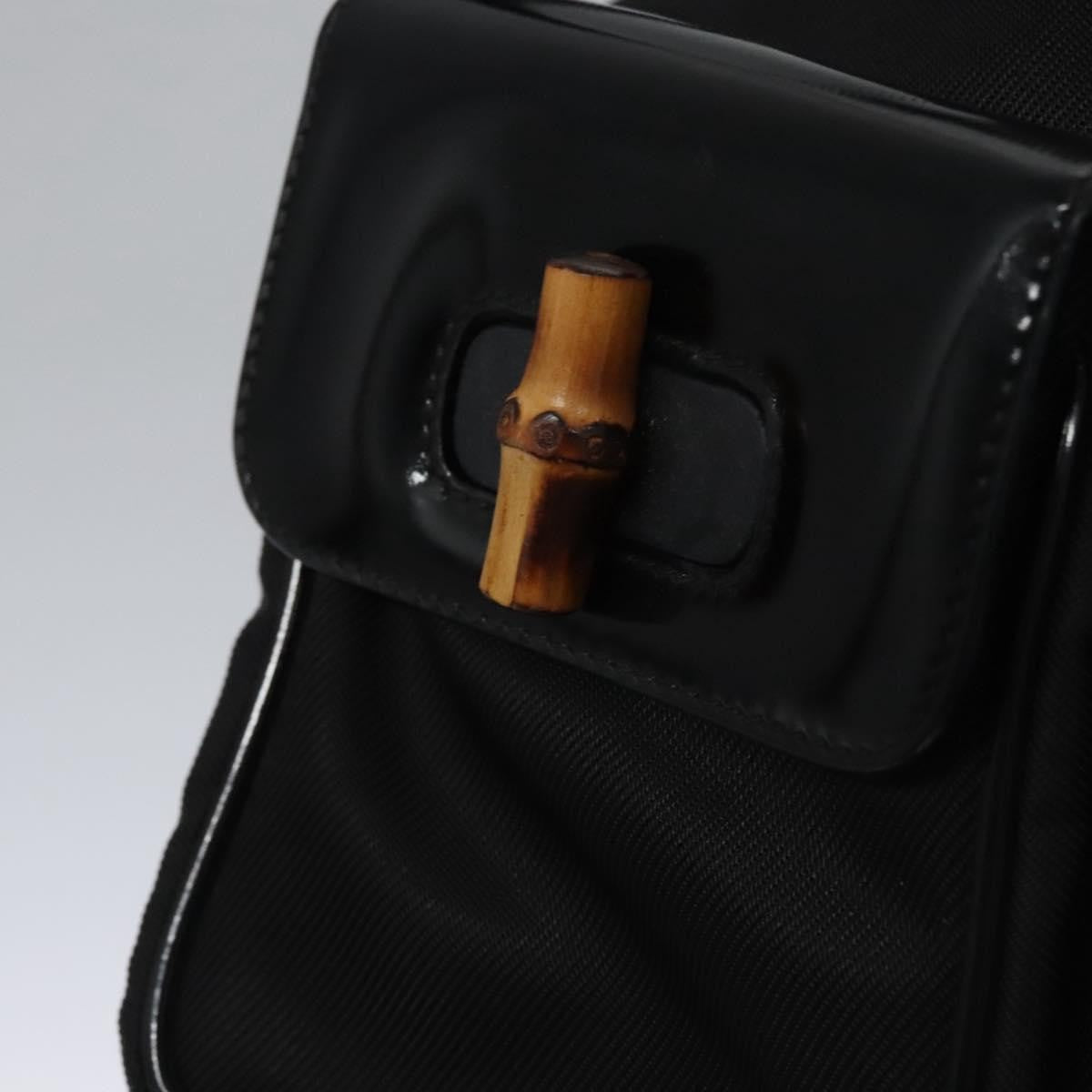 Gucci Vintage Bamboo Backpack Patent, BLACK, PATENT_LEATHER, Backpack