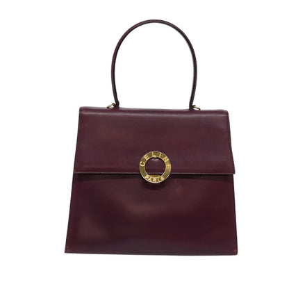 Celine Circle Logo Handbag Leather, PURPLE, LEATHER, Handbag