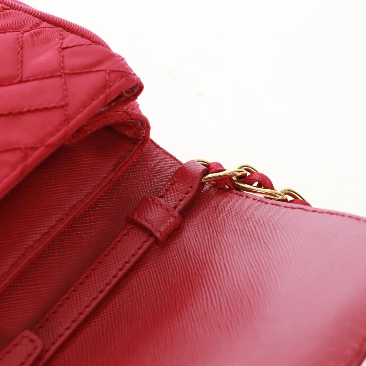 Prada Pushlock Chain Flap Bag Quilted Tessuto, Red, Nylon, Shoulder Bag