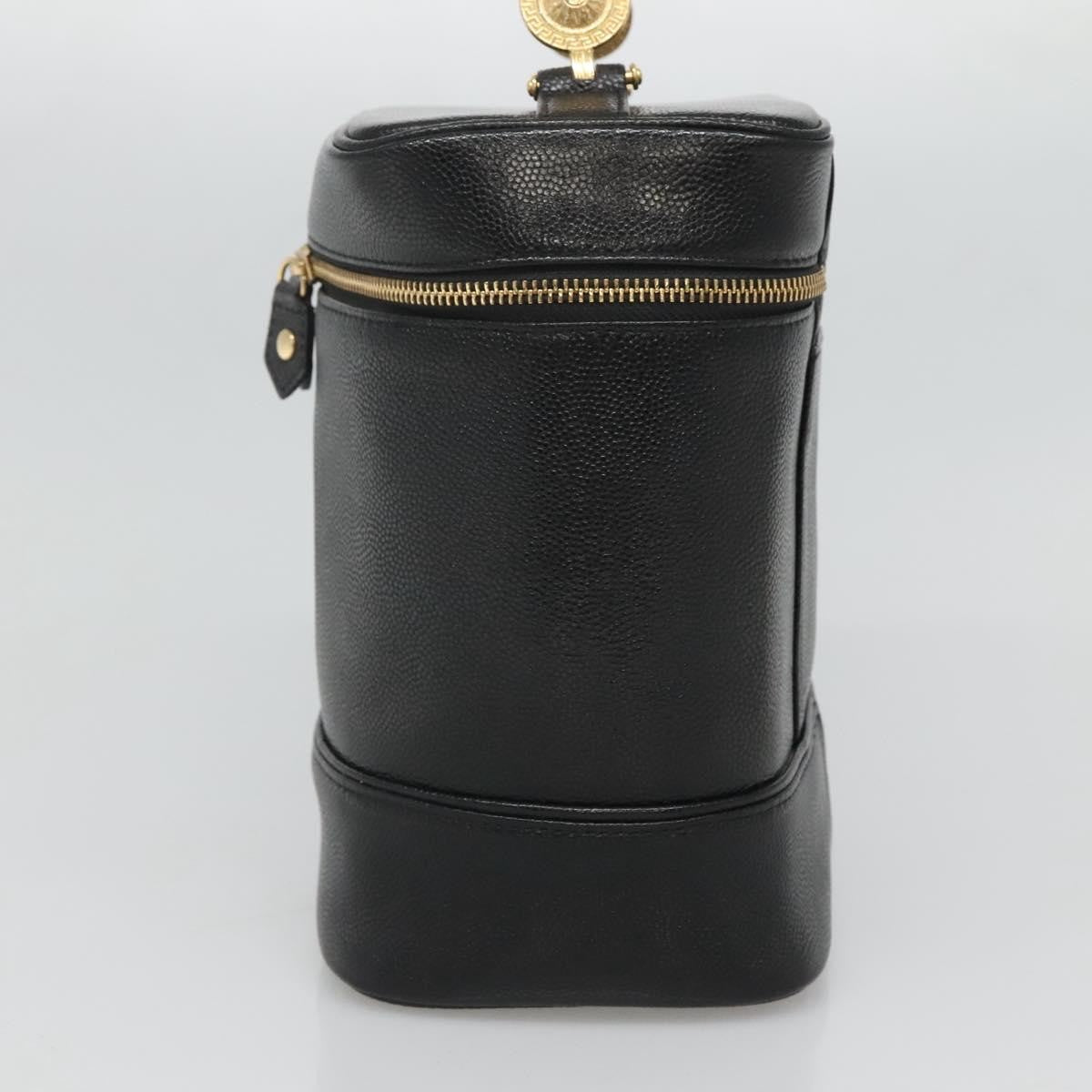 Versace Vanity Hand Bag Leather, BLACK, LEATHER, Handbag