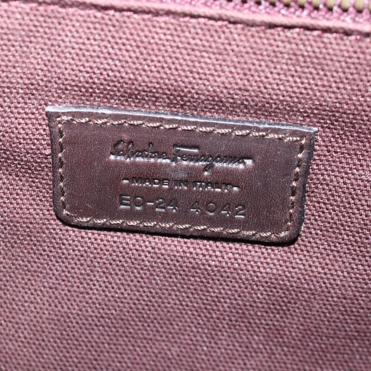 Salvatore Ferragamo Gancini Pouch Leather, BROWN, LEATHER, Clutche & pouche