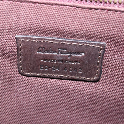 Salvatore Ferragamo Gancini Pouch Leather, BROWN, LEATHER, Clutche & pouche