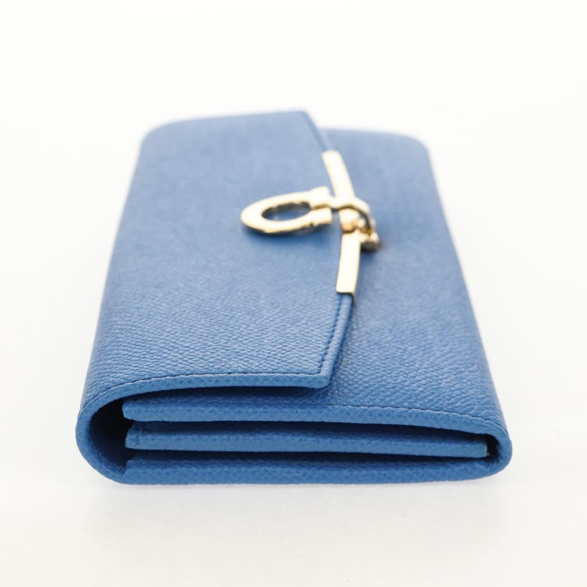 Salvatore Ferragamo Gancini Flap Continental Wallet Leather, Blue, Leather, Wallet