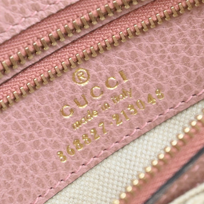 Gucci Swing Crossbody Bag Pebbled Leather, Pink, Leather, Handbag