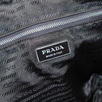 Prada Bauletto Bag Canvas with Leather, BEIGE, CANVAS, Handbag
