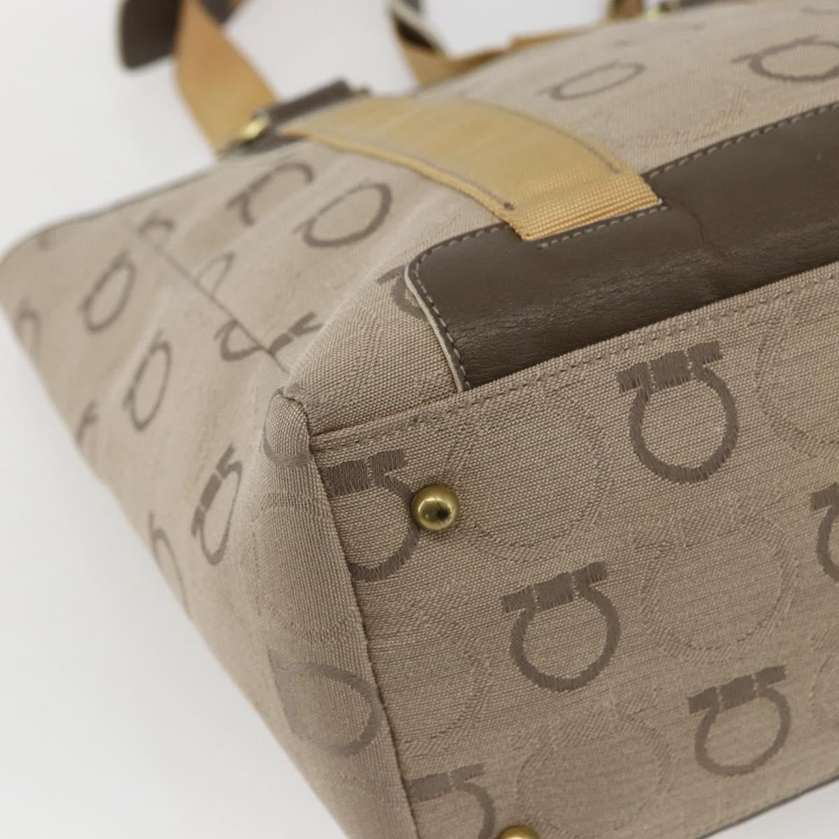 Salvatore Ferragamo Gancini handbag Canvas, BEIGE, CANVAS, Handbag