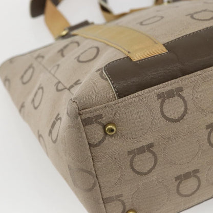 Salvatore Ferragamo Gancini handbag Canvas, BEIGE, CANVAS, Handbag