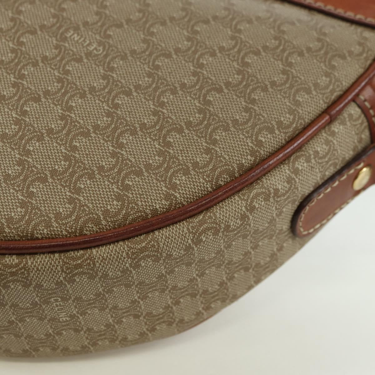 Celine Vintage Macadam Shoulder Bag Canvas and Leather, BEIGE, CANVAS, Shoulder bag