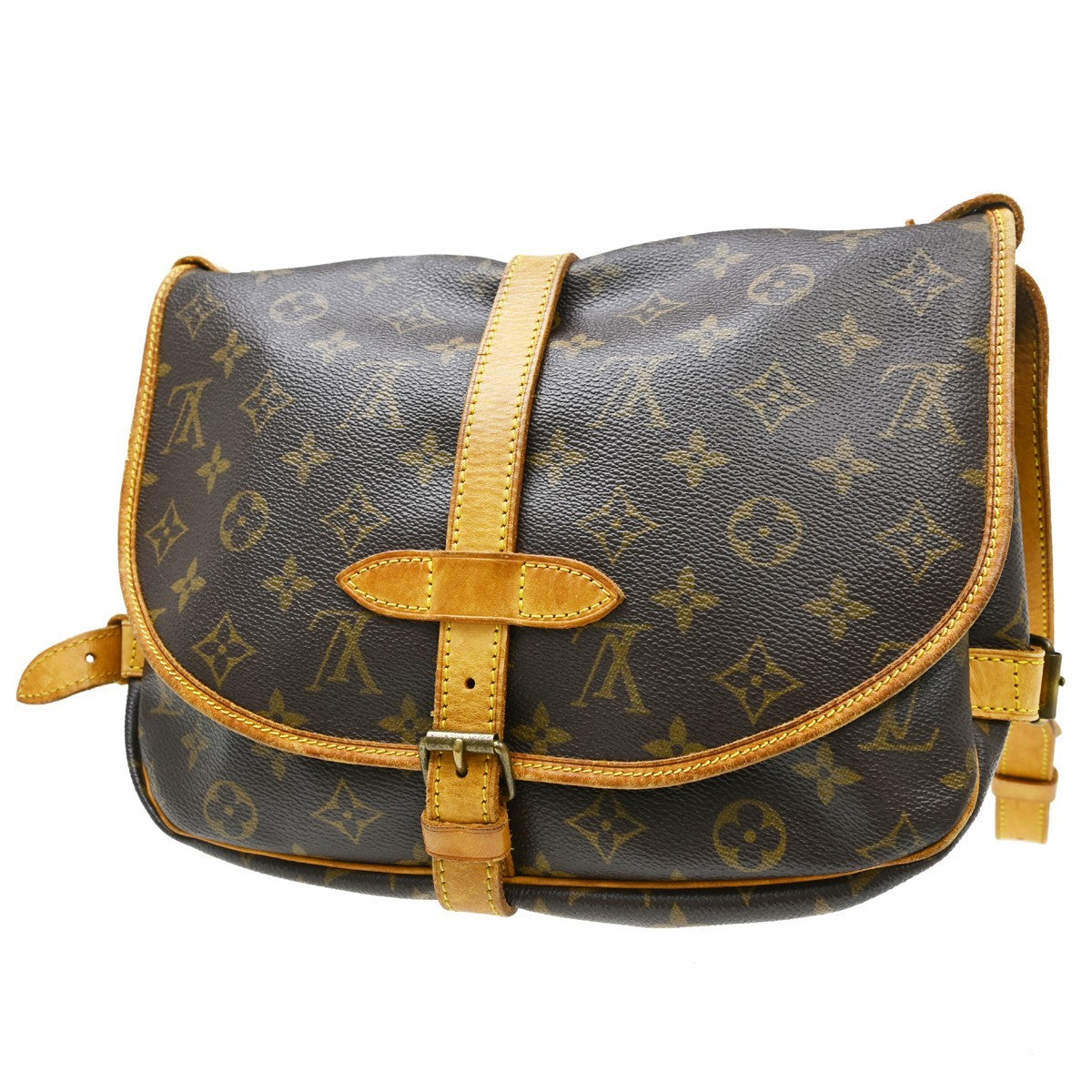 Louis Vuitton Saumur Handbag Monogram Canvas, Brown, Canvas, Shoulder Bag