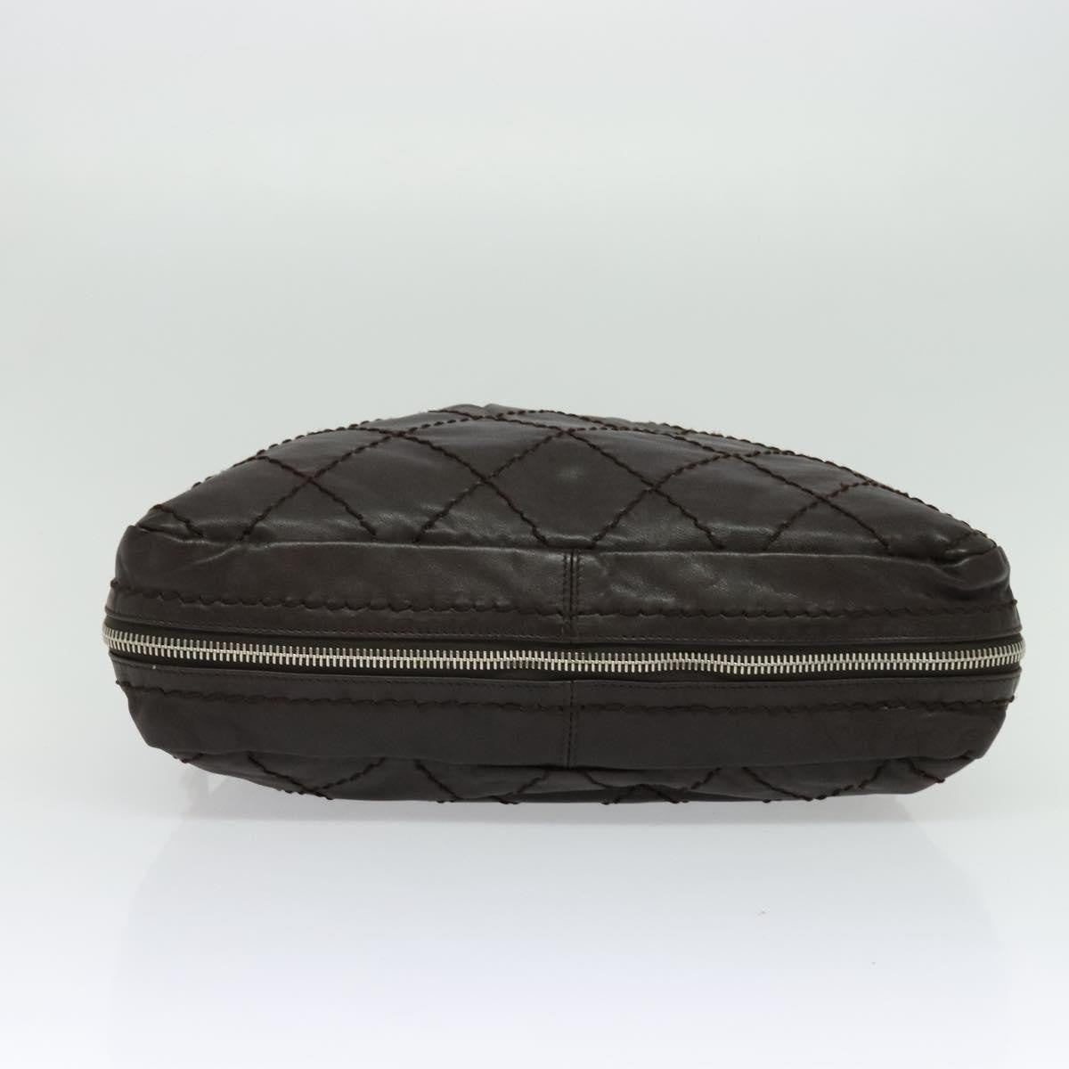 Chanel Expandable Zip Around Frame Bag Quilted Leather, BROWN, LEATHER, Handbag