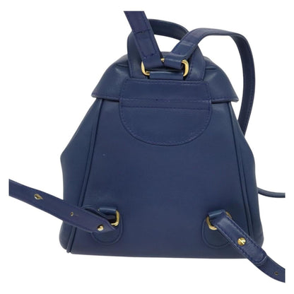 Christian Dior Vintage Flap Backpack Leather, BLUE, LEATHER, Backpack