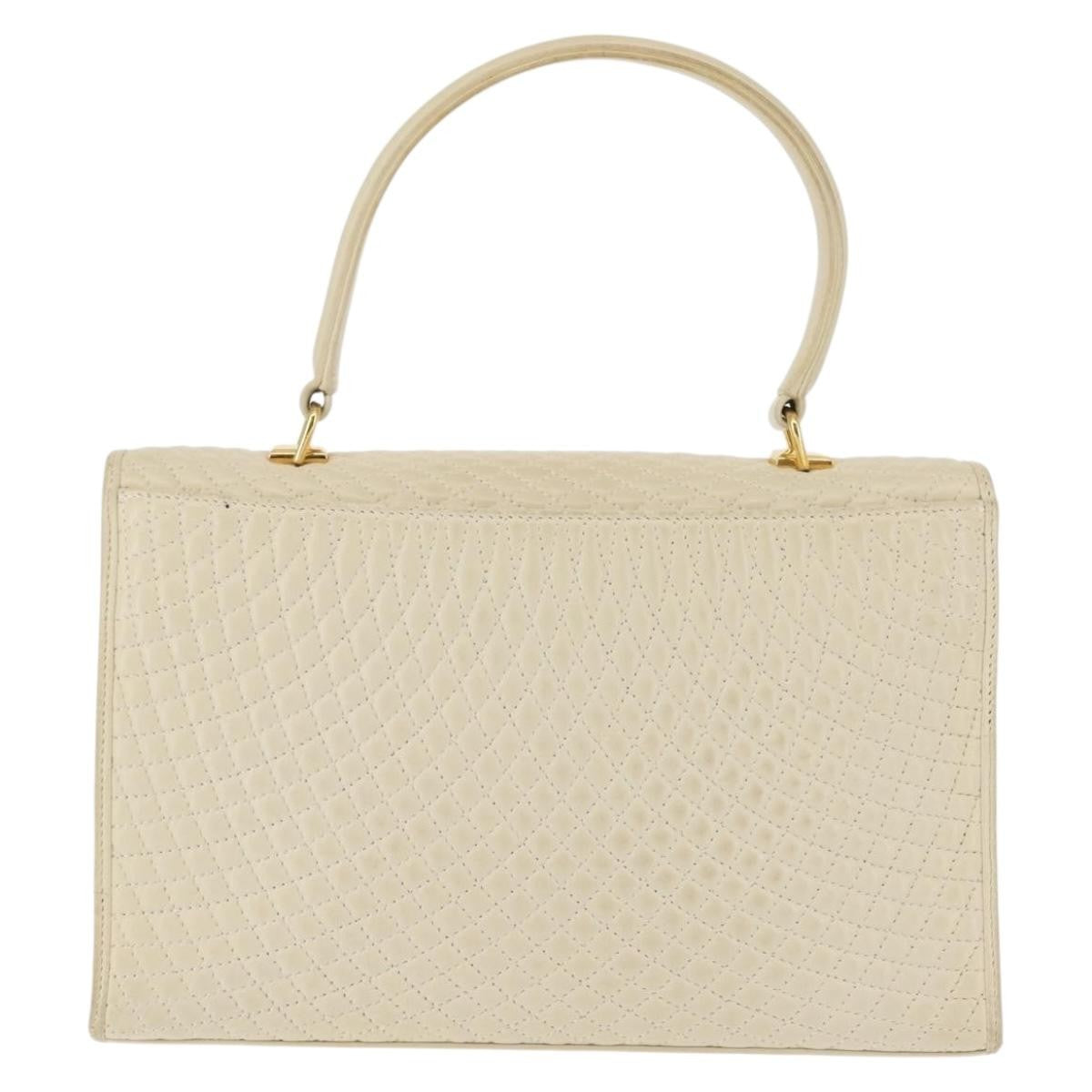 Bally Vintage Handbag Quilted Leather, BEIGE, LEATHER, Handbag