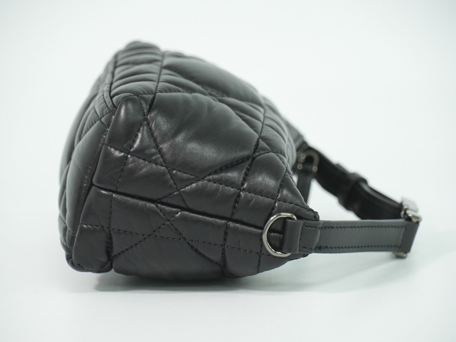 Christian Dior DiorTravel Nomad Pouch Macrocannage Quilt Calfskin, Black, Leather, Clutch