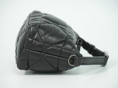 Christian Dior DiorTravel Nomad Pouch Macrocannage Quilt Calfskin, Black, Leather, Clutch