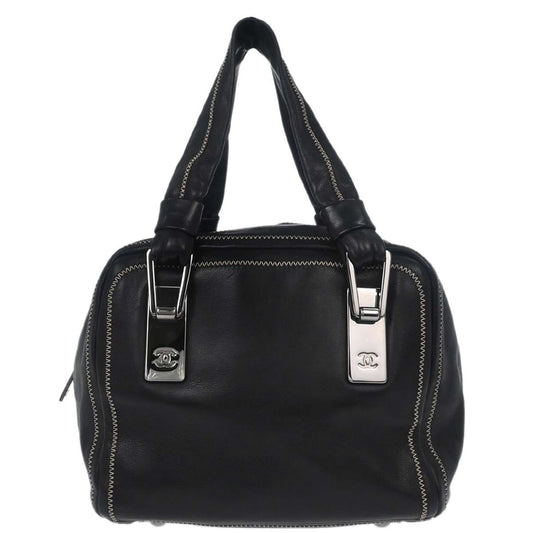 Chanel CC Bowler Leather, BLACK, LEATHER, Handbag