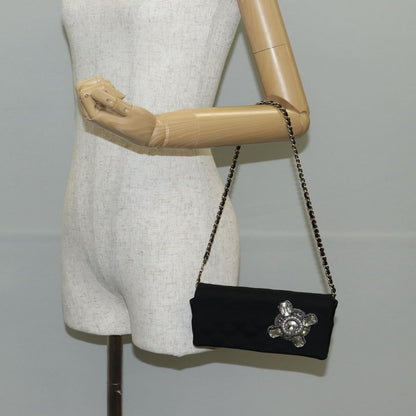 Chanel Chain Flap Shoulder Bag Quilted Nylon, Black, Nylon, Shoulder Bag