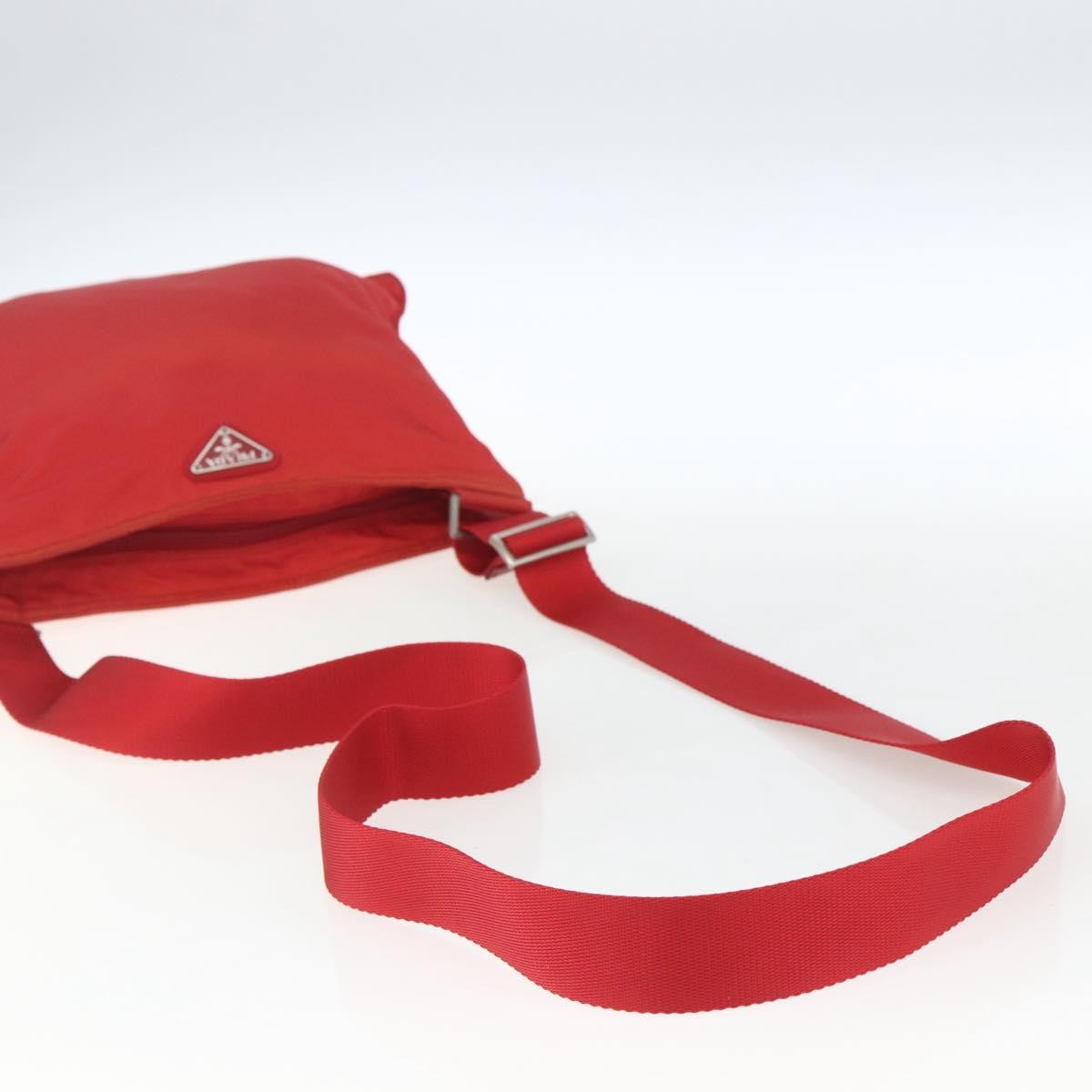 Prada Zip Top Messenger Bag Tessuto, RED, NYLON, Shoulder bag