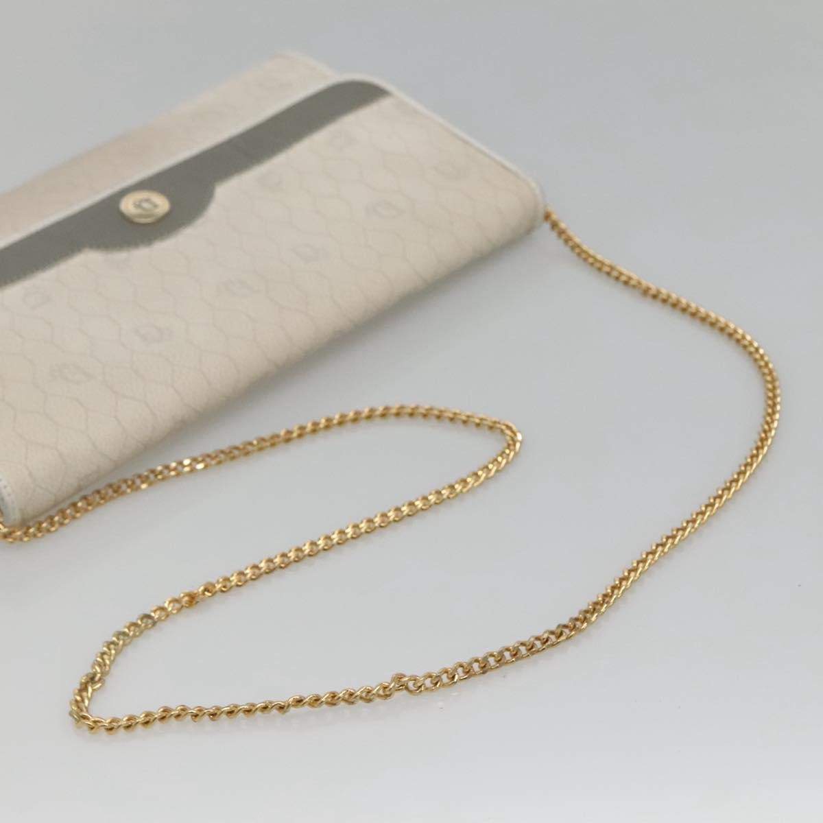 Christian Dior Vintage Honeycomb chain Canvas, WHITE, CANVAS, Handbag