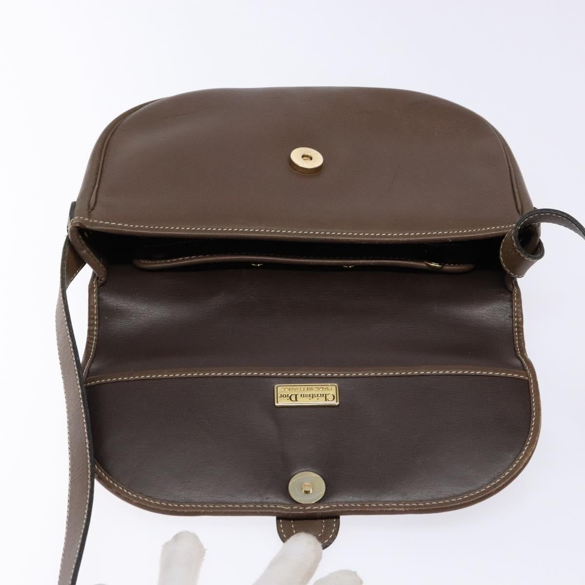 Christian Dior Vintage CD Flap Shoulder Bag Leather, BROWN, LEATHER, Shoulder bag