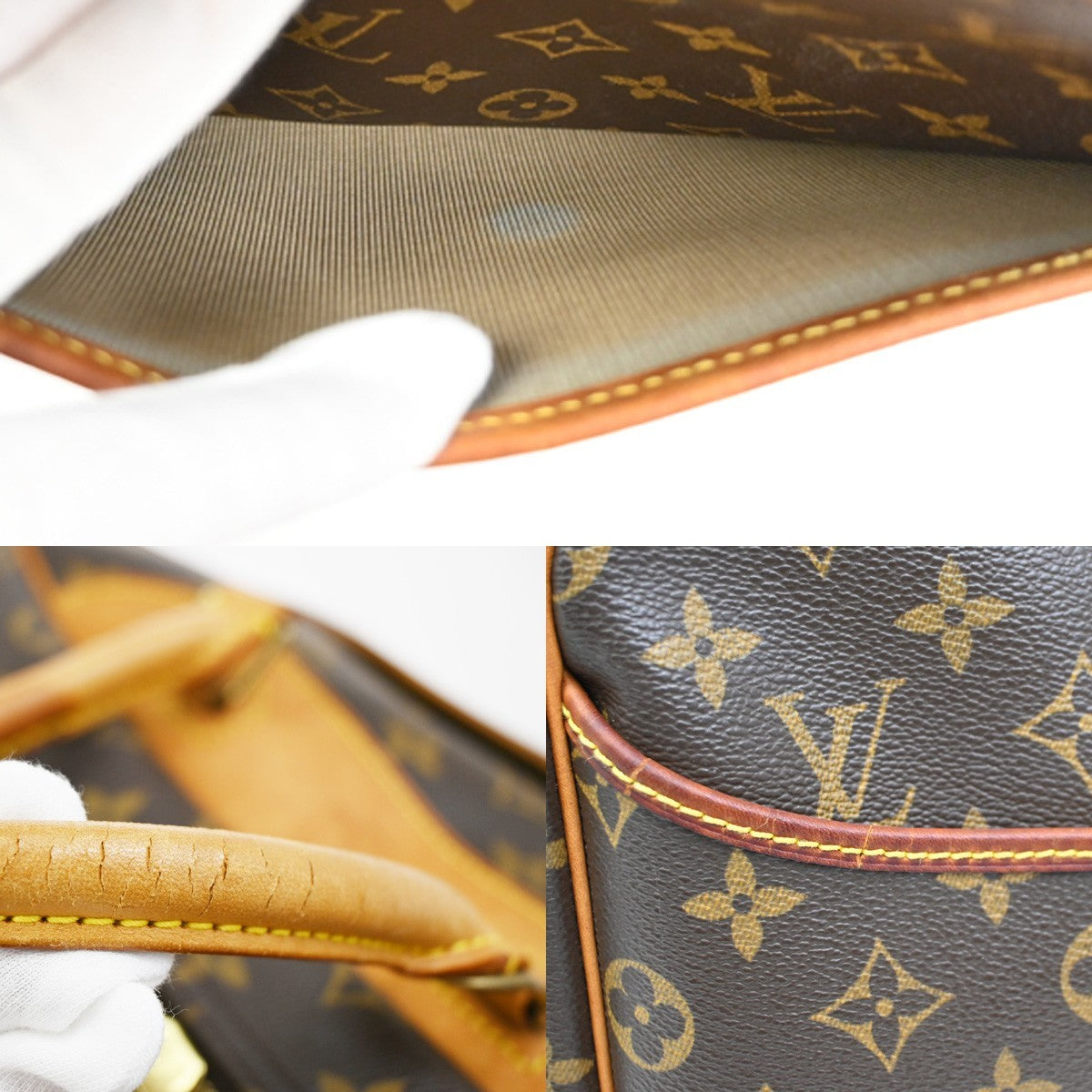 Louis Vuitton Deauville Handbag Monogram Canvas, BROWN, CANVAS, Handbag